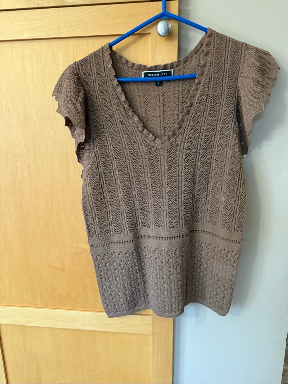 Melanie Lyne Brown Textured Knit Top